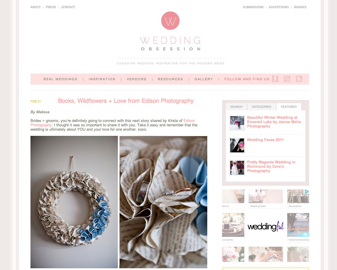 wedobsess Featured: Wedding Obsession