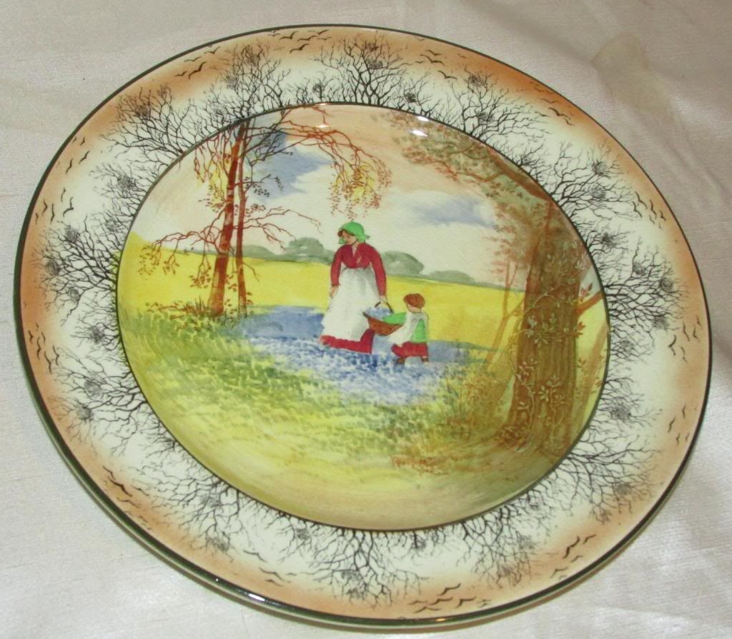Antique 1915 BLUEBELL GATHERERS D3812 Royal Doulton Plate Flowers Woman