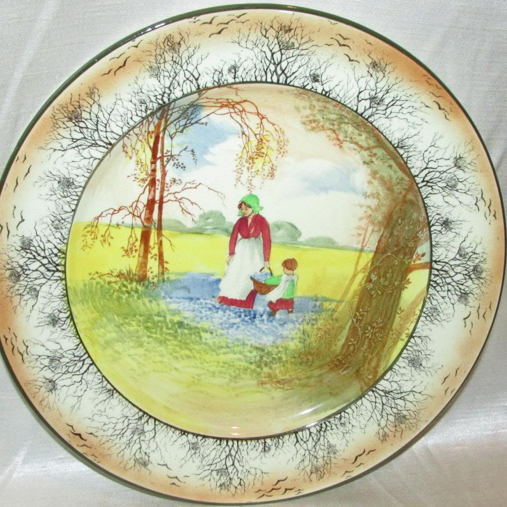 Antique 1915 BLUEBELL GATHERERS D3812 Royal Doulton Plate Flowers Woman