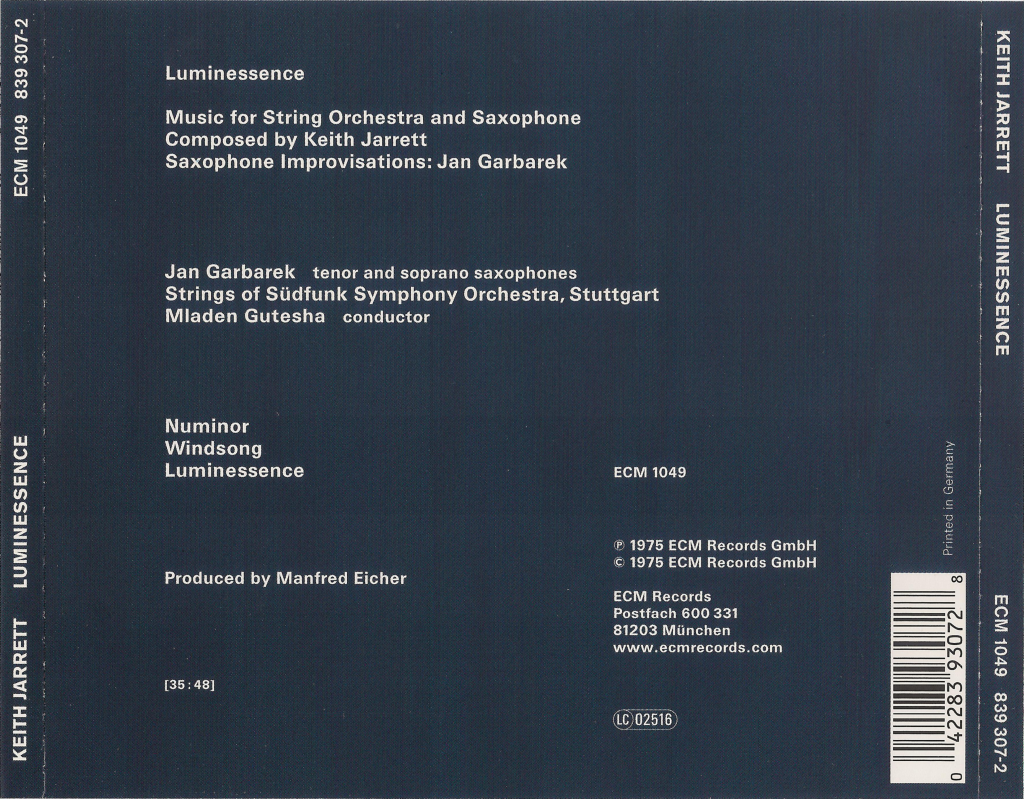 Keith Jarrett Jan Garbarek Luminessence Music For String Orchestra And Saxophone (1975) [flac Log Cue Art][h33t][flacmonkey] preview 2