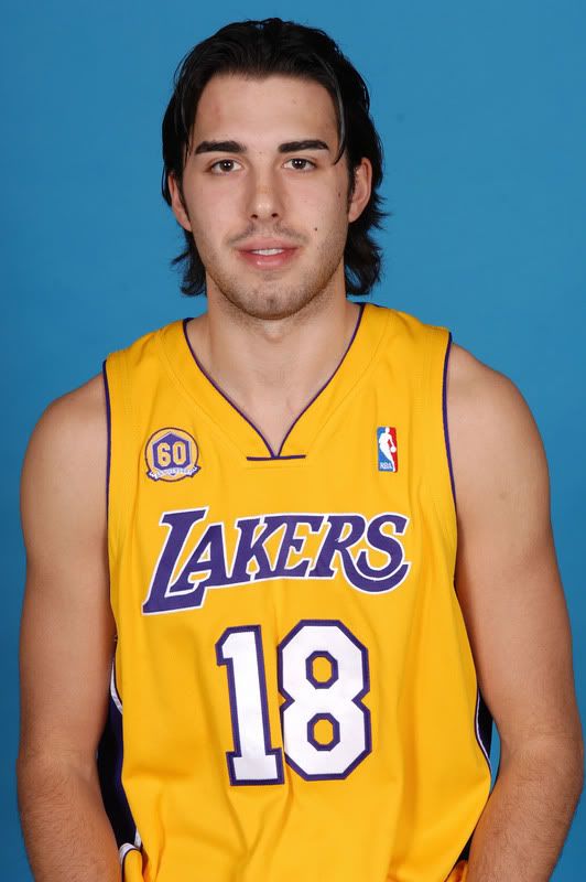 Sasha Vujacic #18 of the Los Angeles Lakers poses for a headshot at Staples Center on December 9, 2007 in Los Angeles