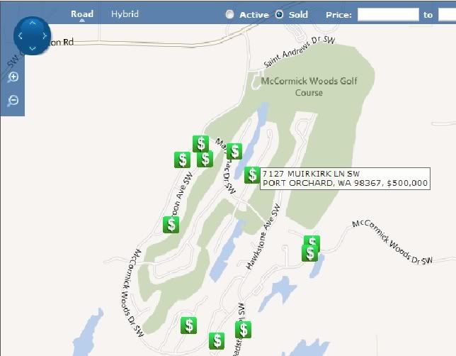 Map of McCormick Woods with homes for sale