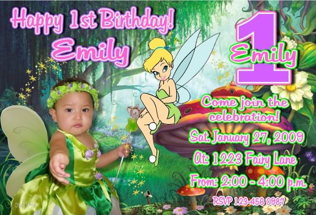 tinkerbell birthday party invitation Image