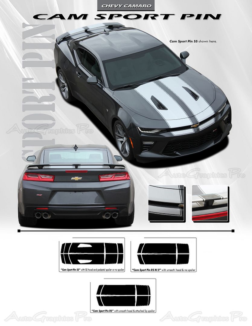 2016 2017 Camaro Ss Rs Rally Vinyl Graphic Hood Decals 3m