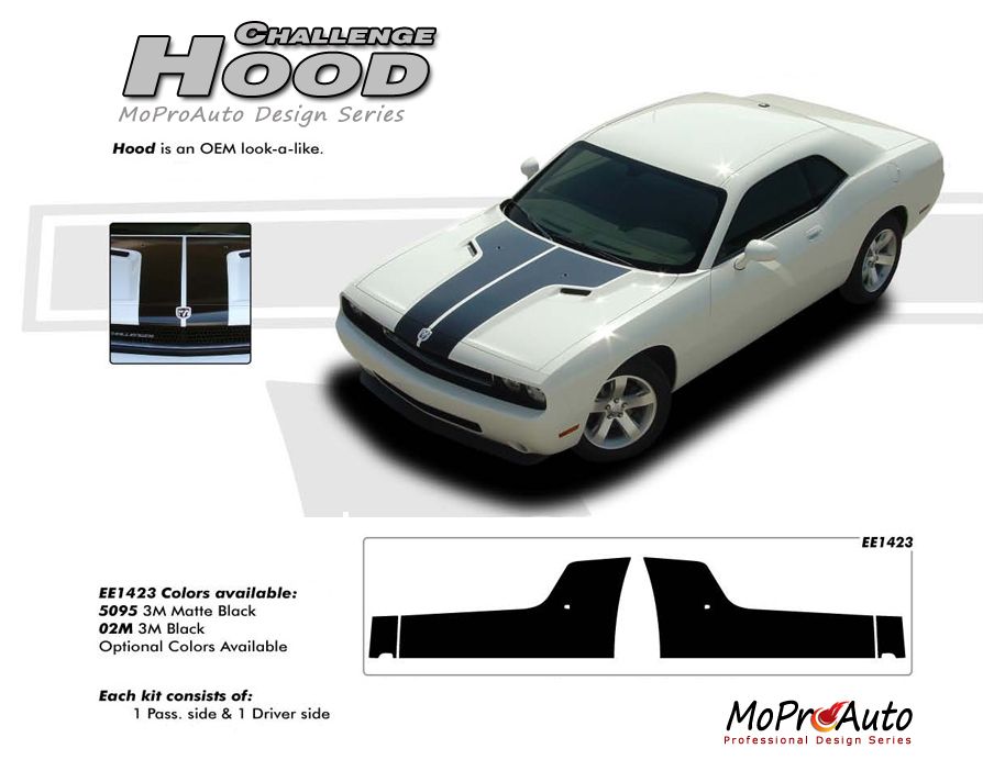 Dodge Challenger HOOD Vinyl Graphics, Stripes and Decals Set