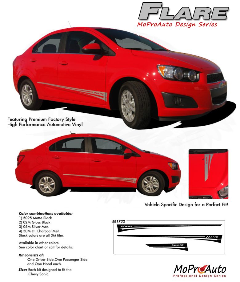 CHEVY SONIC Vinyl Graphics, Stripes and Decals Set