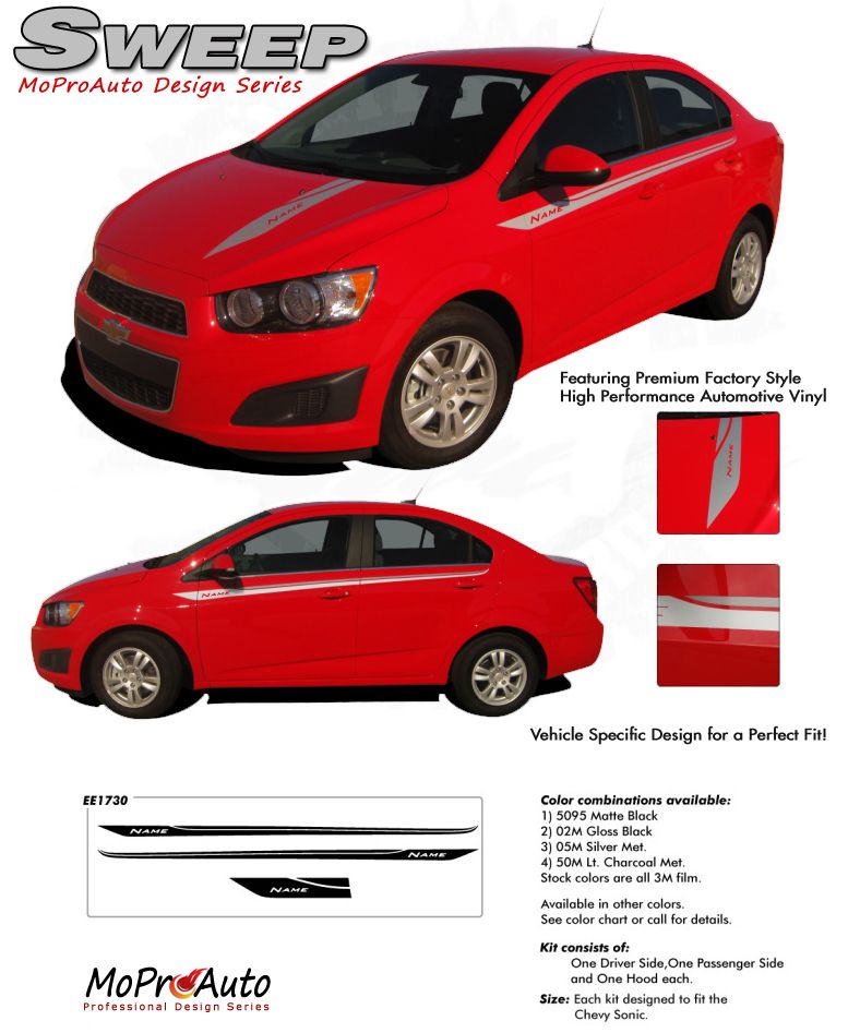 CHEVY SONIC Vinyl Graphics, Stripes and Decals Set