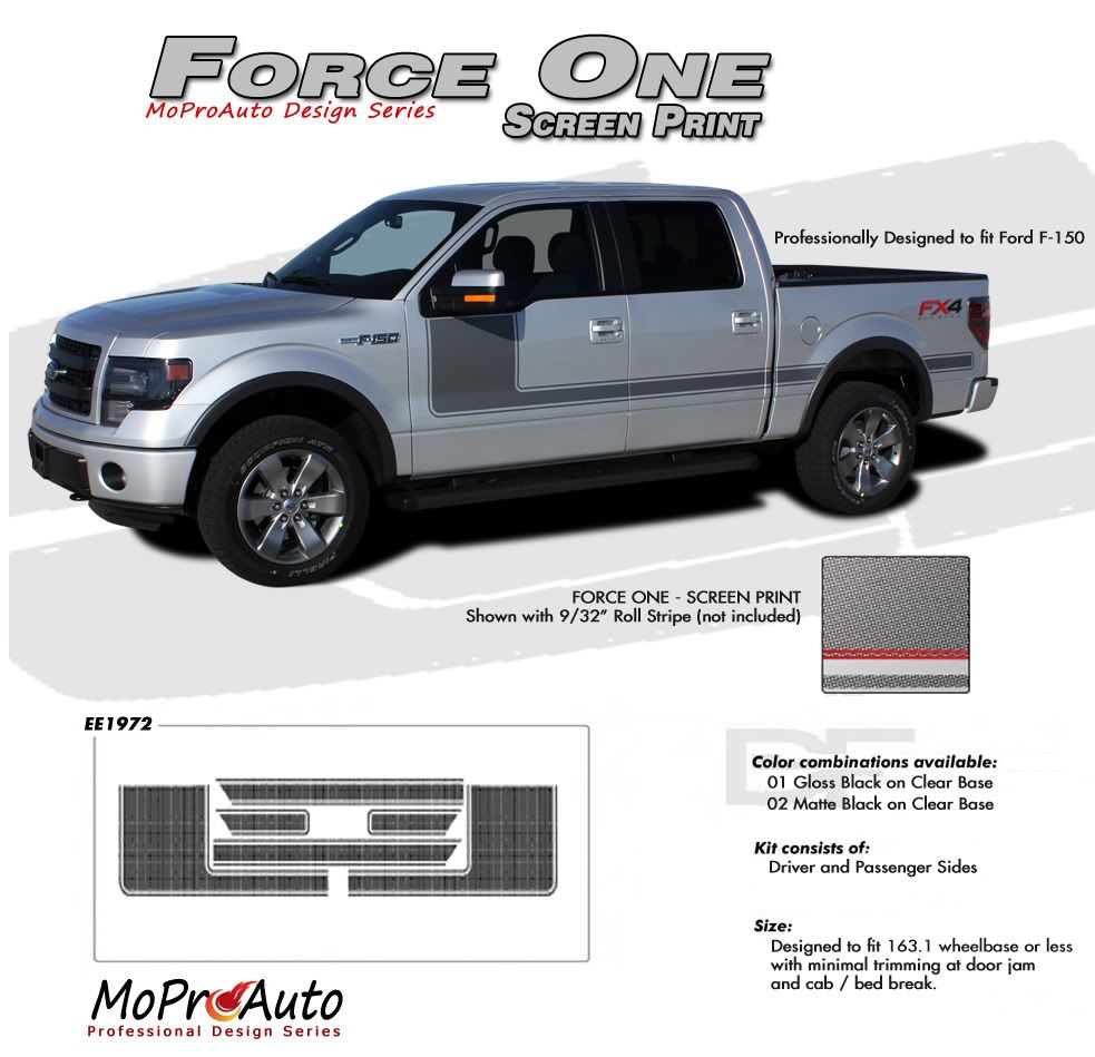 HOCKEY STICK STYLE FORD F-SERIES F-150 - MoProAuto Pro Design Series Vinyl Graphics and Decals Kit