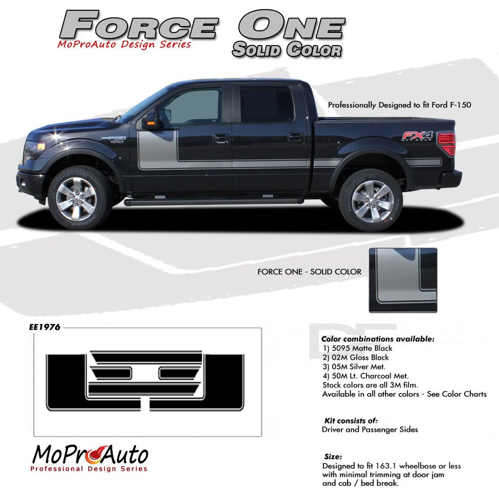 HOCKEY STICK STYLE FORD F-SERIES F-150 - MoProAuto Pro Design Series Vinyl Graphics and Decals Kit