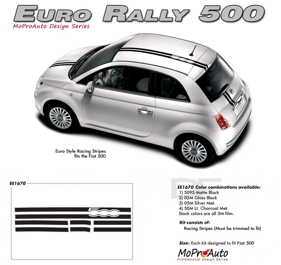 FIAT 500 Vinyl Graphics, Stripes and Decals Set