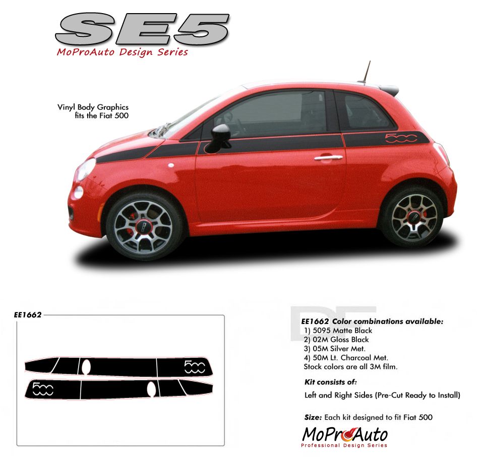 FIAT 500 Vinyl Graphics, Stripes and Decals Set