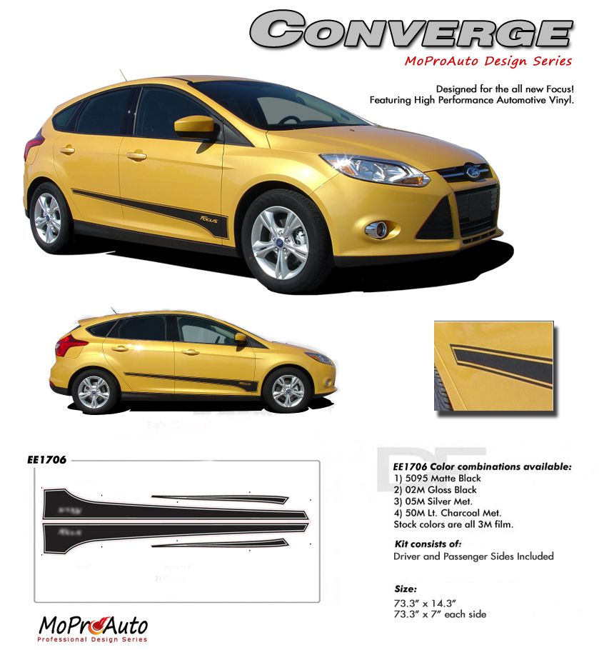 CONVERGE Ford Focus 2012 Vinyl Graphics, Stripes and Decals Set