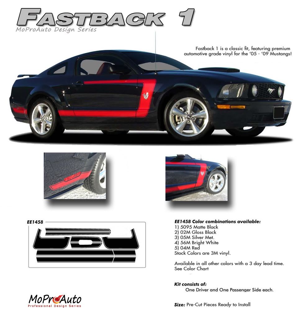 FASTBACK 1 Ford Mustang - MoProAuto Pro Design Series Vinyl Graphics and Decals Kit