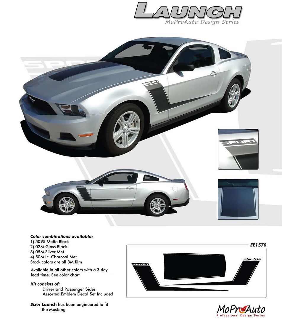 LAUNCH Ford Mustang - MoProAuto Pro Design Series Vinyl Graphics and Decals Kit