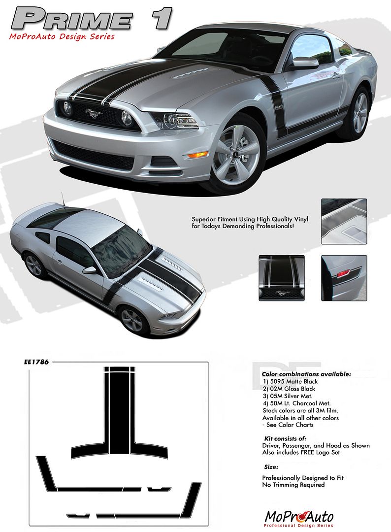 PRIME1 Ford Mustang - MoProAuto Pro Design Series Vinyl Graphics, Stripes and Decals Kit