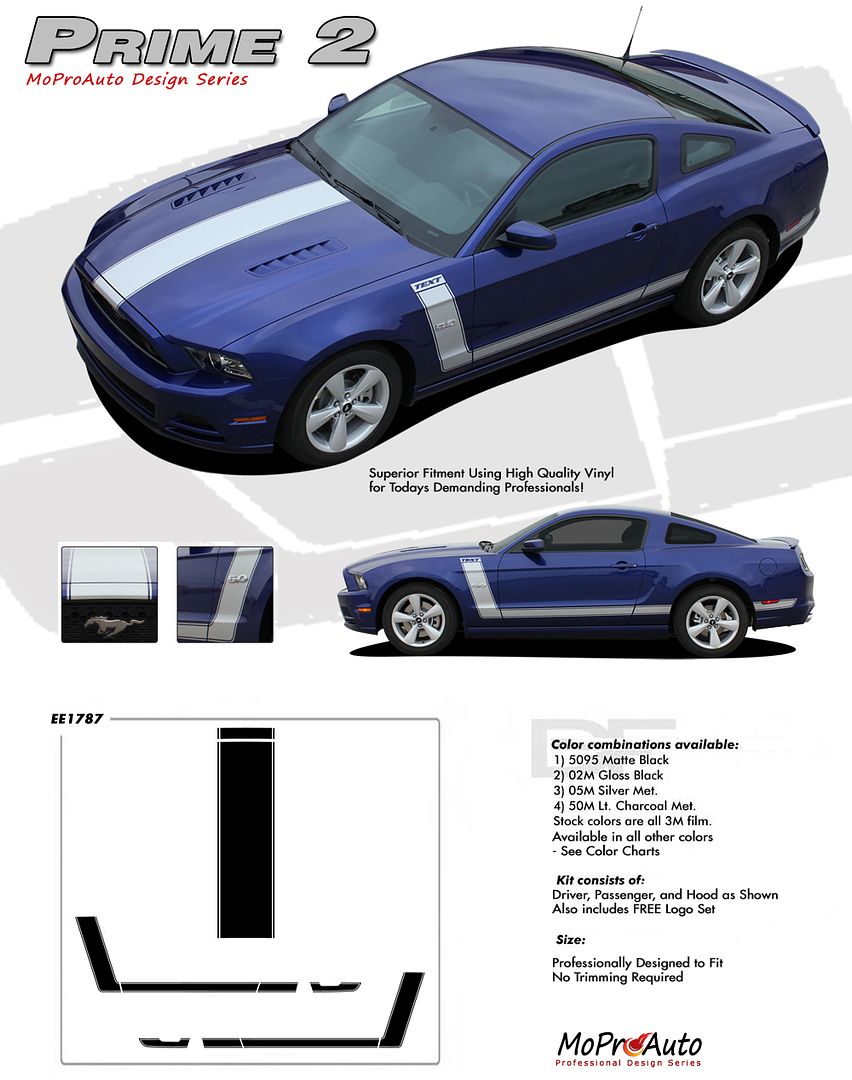 PRIME 2 BOSS 302 Ford Mustang - MoProAuto Pro Design Series Vinyl Graphics, Stripes and Decals Kit