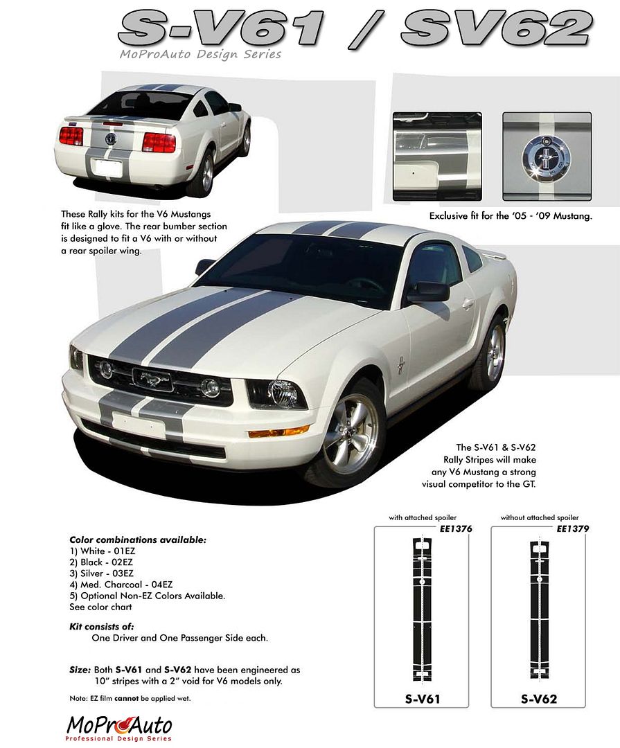 S-V61 V6 Ford Mustang - MoProAuto Pro Design Series Vinyl Graphics and Decals Kit