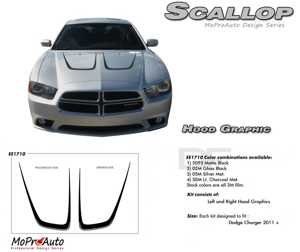 Dodge Charger HOOD SCALLOP Vinyl Graphics, Stripes and Decals Set