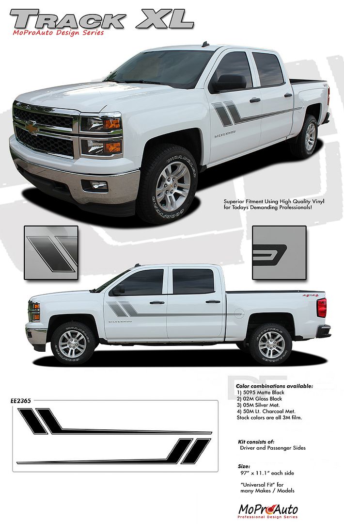 CHEVY SILVERADO or GMC SIERRA 2014 2015 Vinyl Graphics Stripes and Decals Set