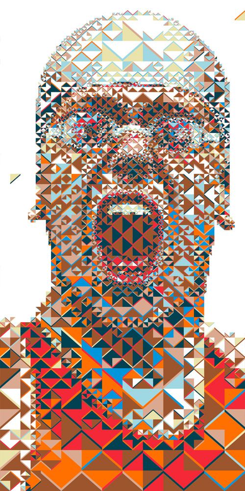 Gatorade Evoluciona: Cesar Cielo, A fractal mosaic portrait of the Brazilian professional swimmer and world recordman Cesar Cielo for Gatorade Evoluciona advertising campaign.