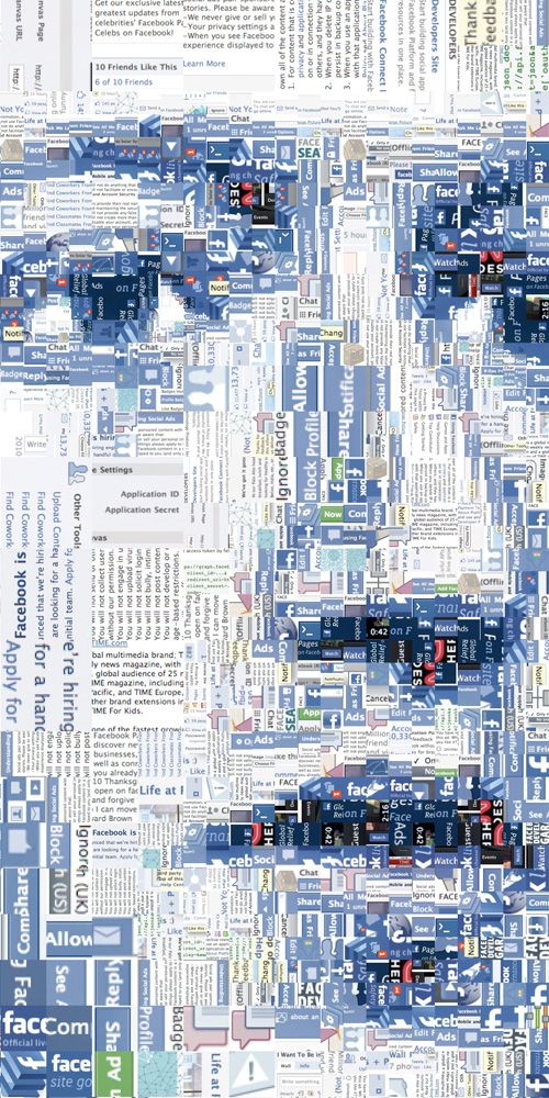 Mark Zuckerberg,Facebook,mosaic,photomosaic,puzzle,image mosaic,illustration,portrait,design,social network,computer graphics,experimental,2010,Man of the Year,Internet