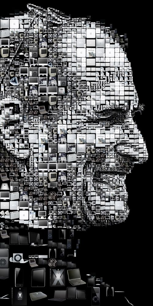 Steve Jobs,Apple,Macintosh,iPhone,iPad,iMac,iPod,computer,mobile,photomosaic,mosaic,image mosaic,picture mosaic,illustration,magazine,arts,www.tsevis.com,Charis Tsevis