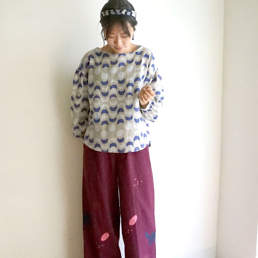 *最後に、(利用可能なヘアバンド)ポケット満月の子犬ドレス/ストラップ取り付け:) - ワンピース - コットン・麻 ブルー