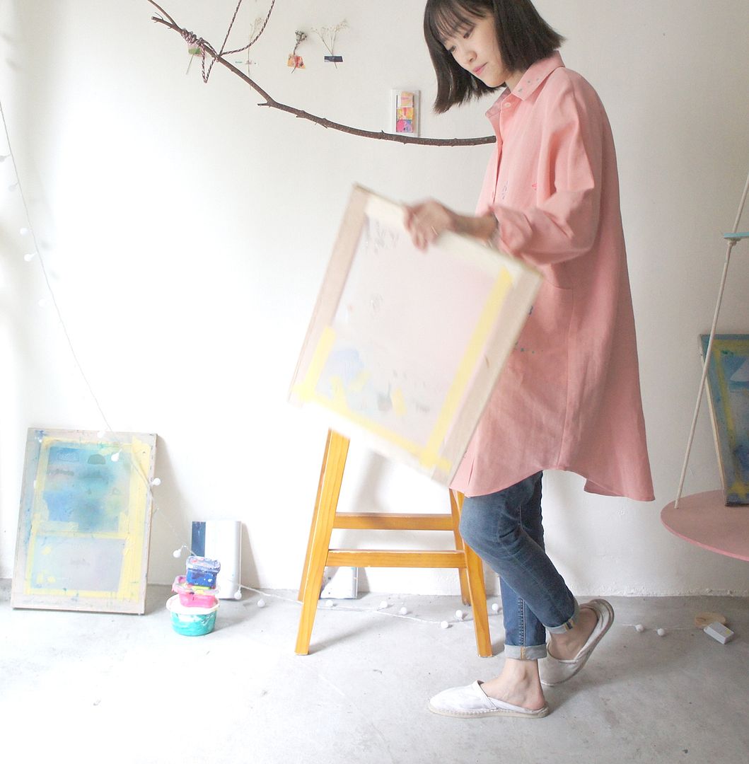 yinke数1シャツ - ロック/子犬ムーン木Fenfenの色は、大きなポケットのシャツをバックル - シャツ・ブラウス - その他の素材 ピンク
