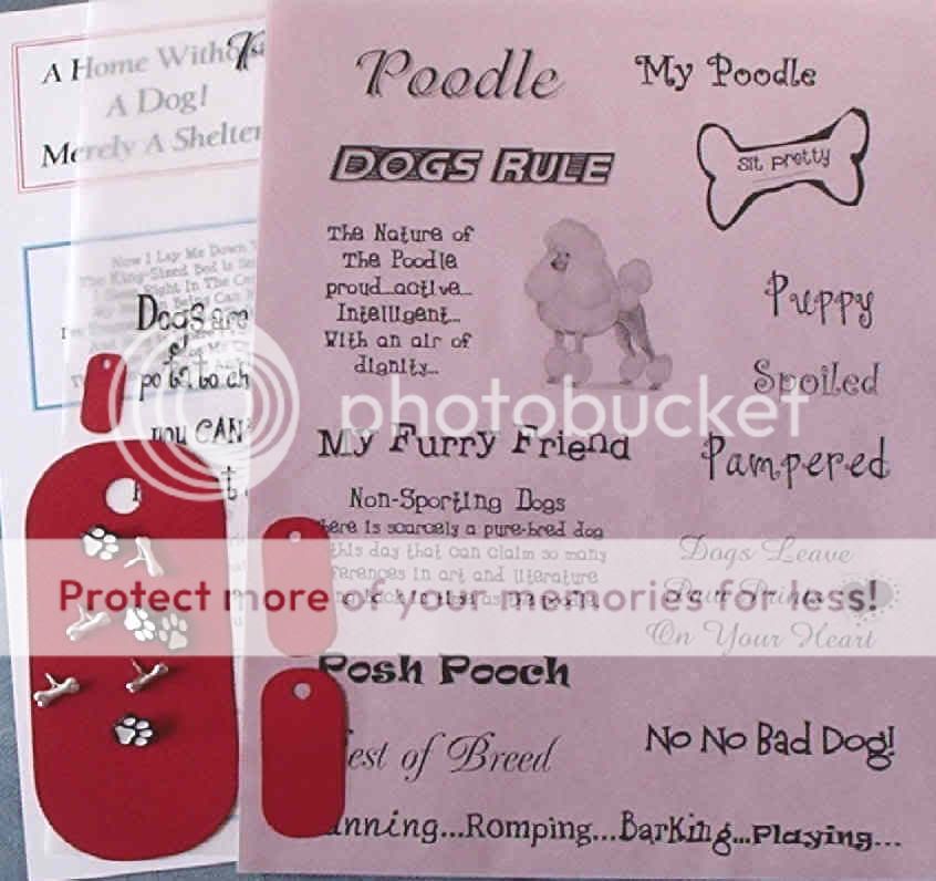 Scrapbooking POODLE Dog Kit Words Brads LOT 15 SMDTS  