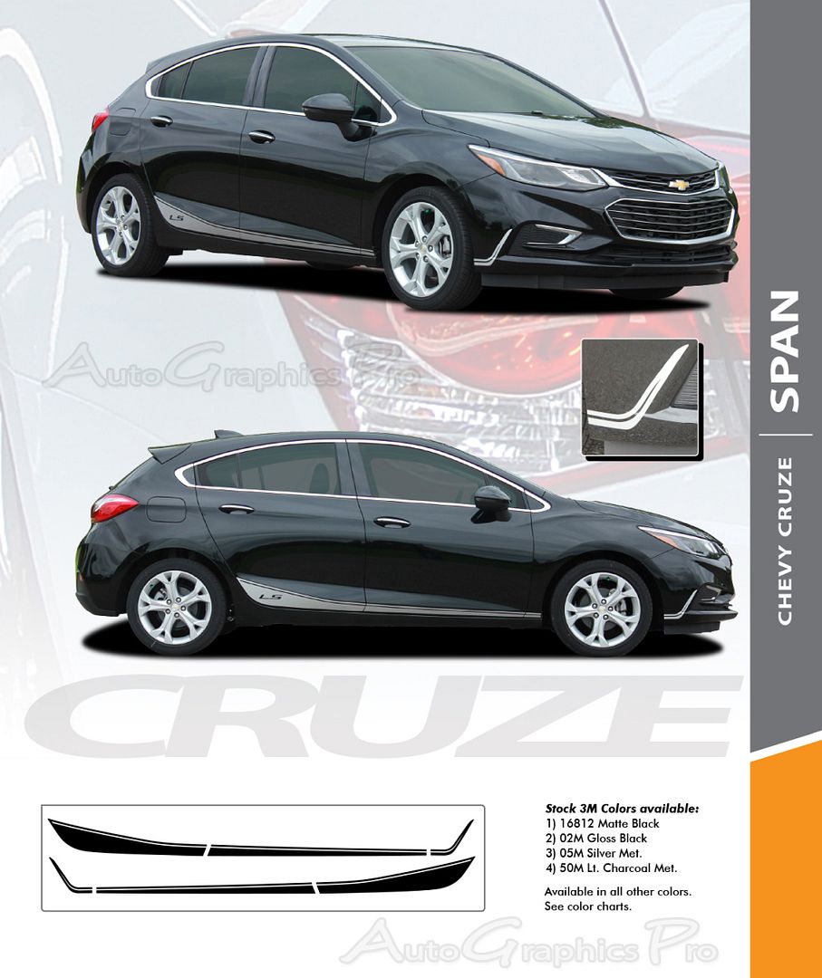 2016 2019 Span Chevy Cruze Stripes Rocker Decals 3m Vinyl