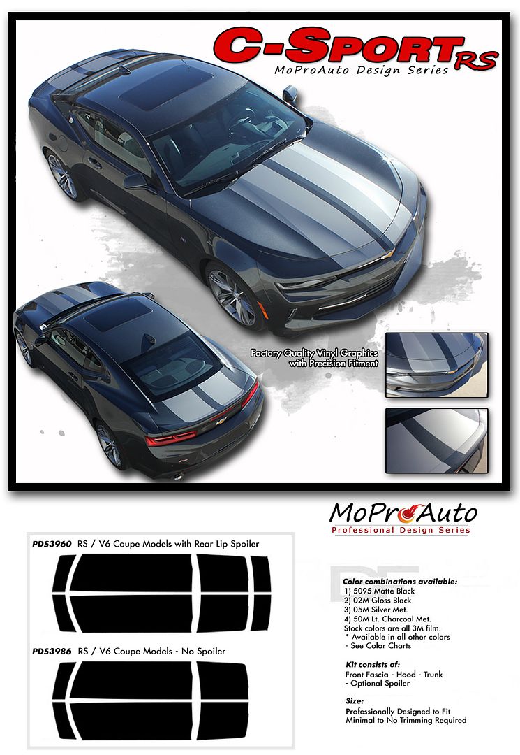 2016 2017 2018 Camaro Rs V6 Rally Racing Stripes Hood 3m