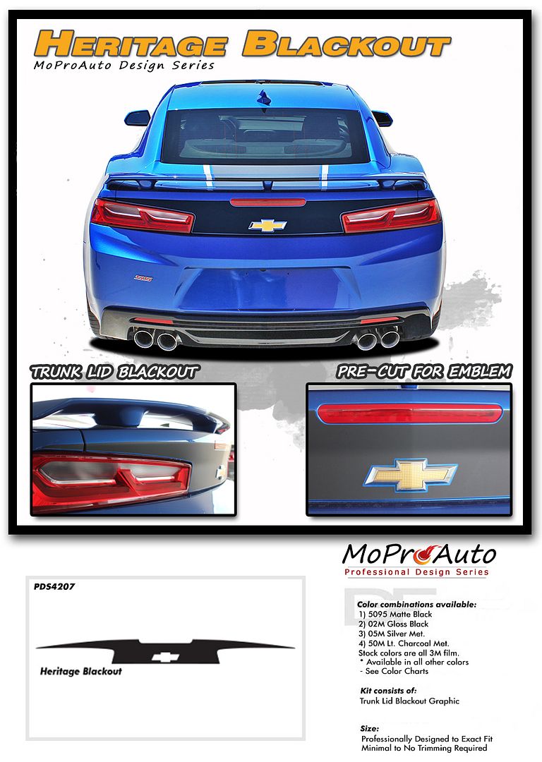 2016 2017 2018 Camaro Rear Trunk Deck Lid Blackout Decal Vinyl Graphic Stripe Ebay