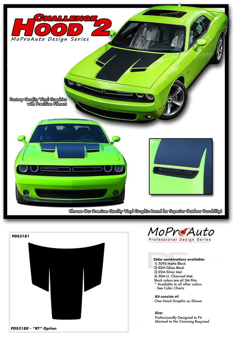 Dodge Challenger HOOD Vinyl Graphics, Stripes and Decals Set