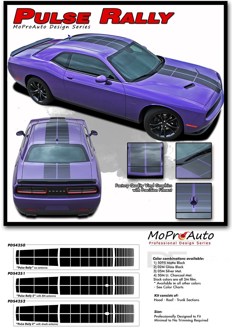 Dodge Challenger PULSE RALLY Vinyl Graphics, Stripes and Decals Package