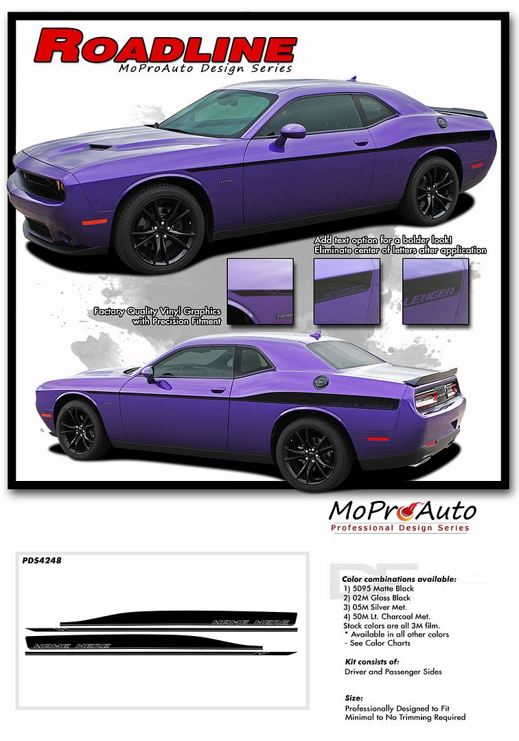 Details About 2017 2018 Dodge Challenger Sxt R T Se Roadline Stripes Decals 3m Vinyl Pds4248