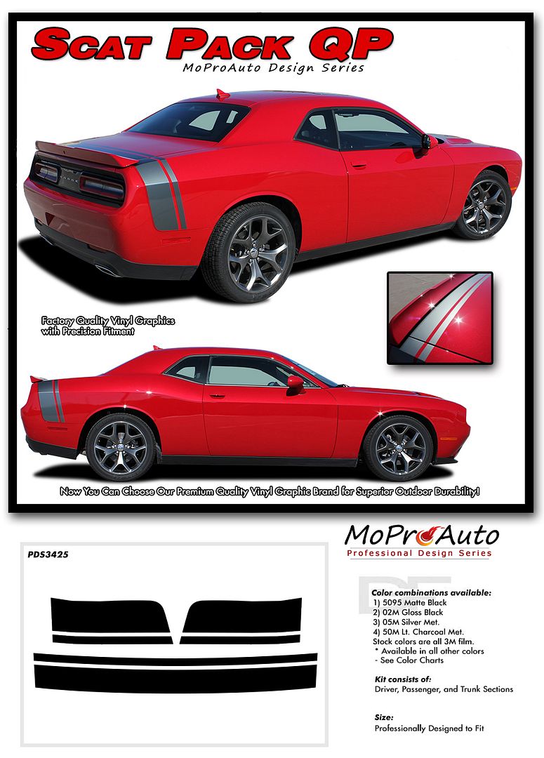 Scat Pack Quarter Rear Trunk Graphics Stripes Decals 2011