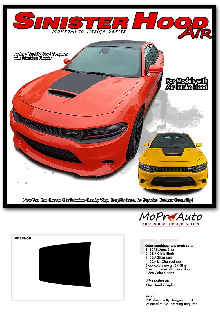 Center Hood Daytona Hemi Vinyl Graphic Decal 2015 2016