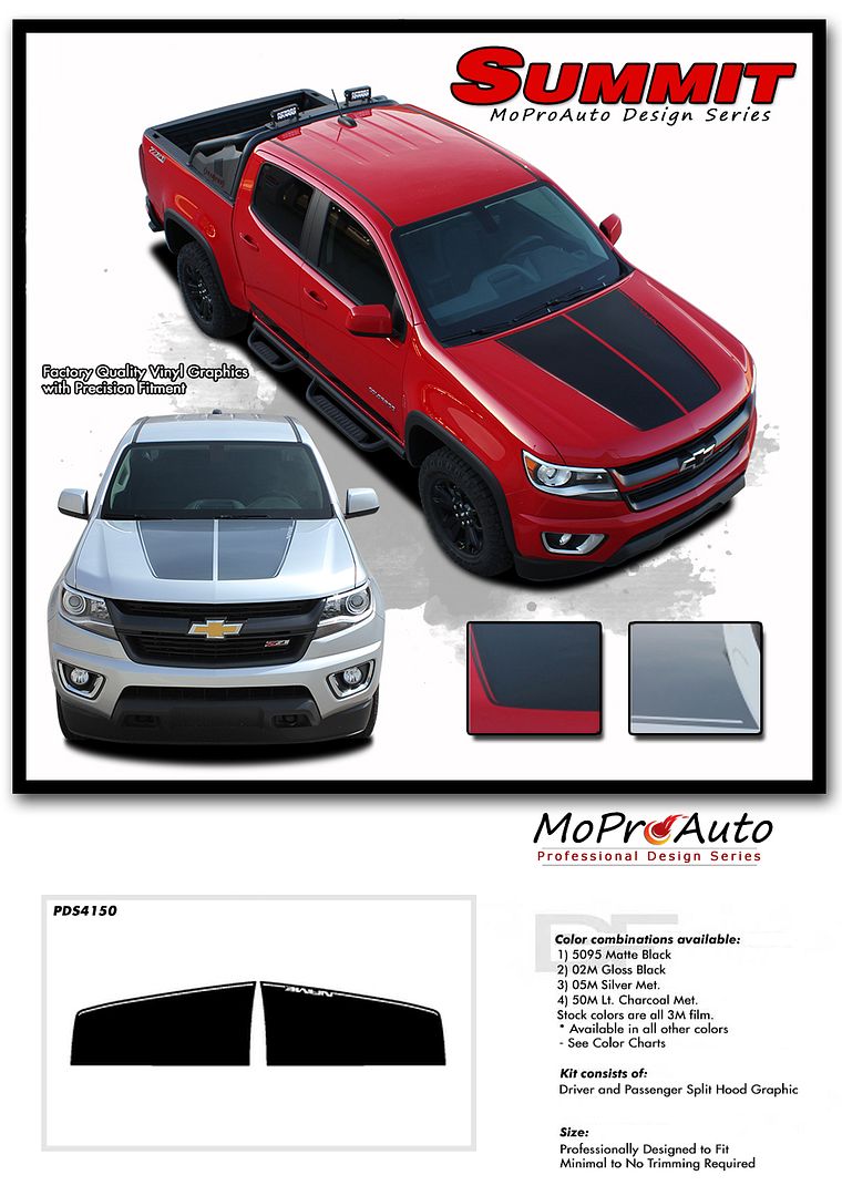 2015 2019 Chevy Colorado Summit Split Dual Hood Vinyl