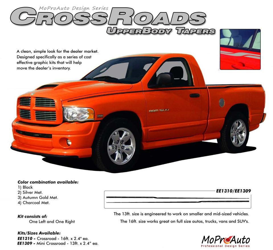 Crossroads Upper Wide Pin Striping Decals Dodge RAM Professional Vinyl