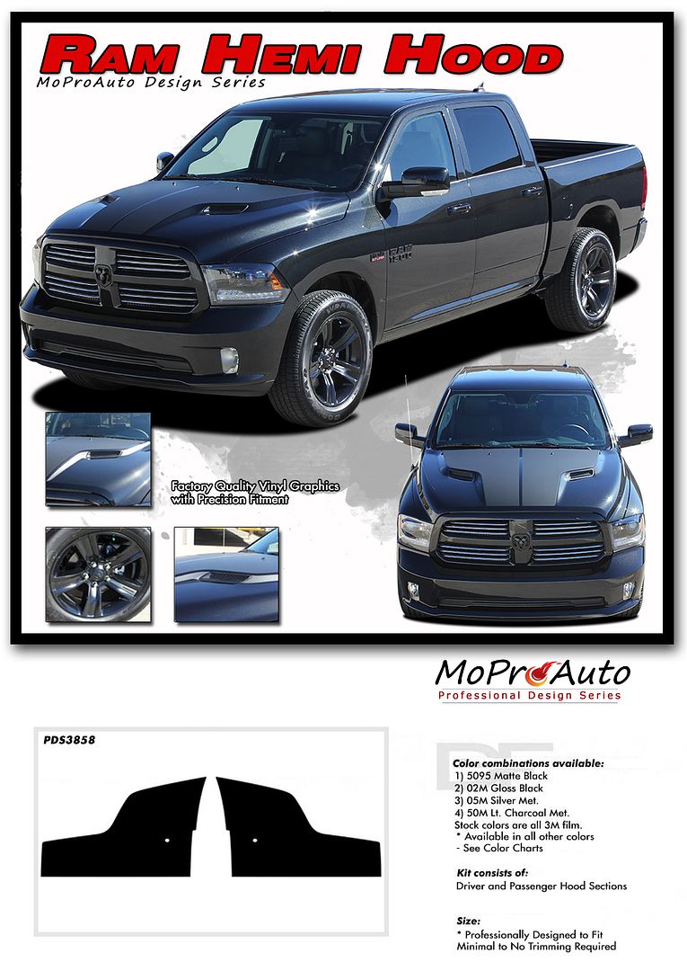 Ram Hemi Hood Stripe 1500 For Dodge Ram 2009 2018 Rebel
