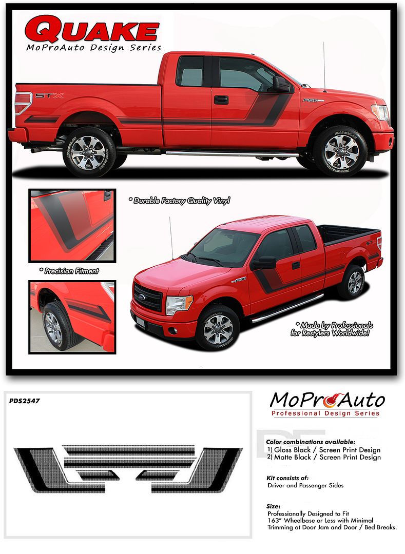 TREMOR QUAKE STYLE FORD F-SERIES F-150 - MoProAuto Pro Design Series Vinyl Graphics and Decals Kit