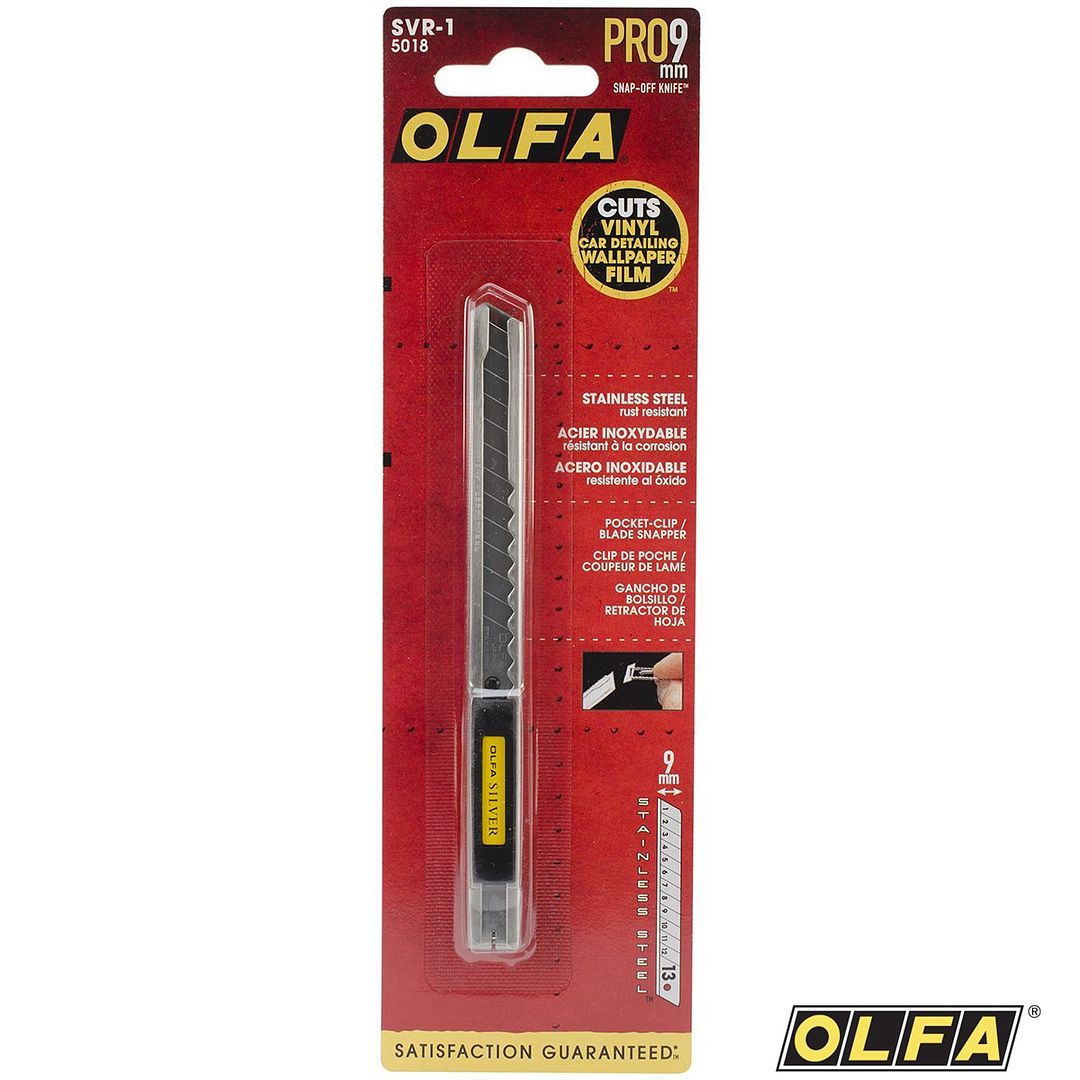 OLFA Stainless Steel Body Slide Mechanism Utility Knife With Blade Snapper - Installation Tool for Vinyl Graphics Striping and Decal Kits
