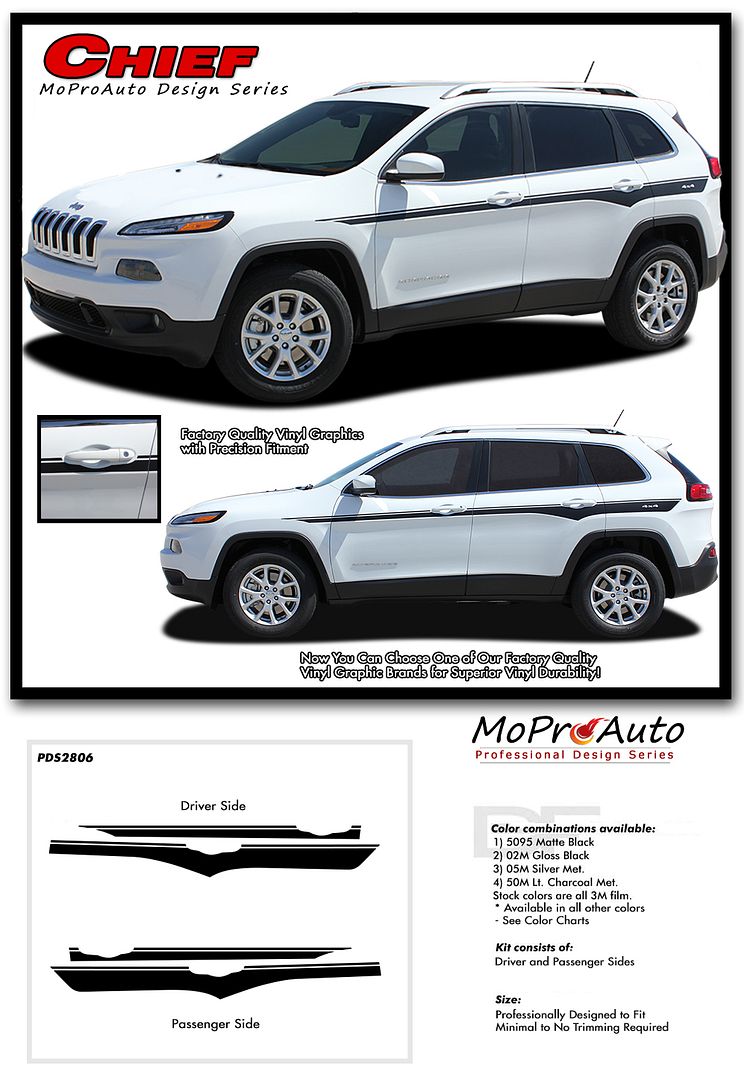 Jeep Cherokee - MoProAuto Pro Design Series Vinyl Graphics and Decals Kit