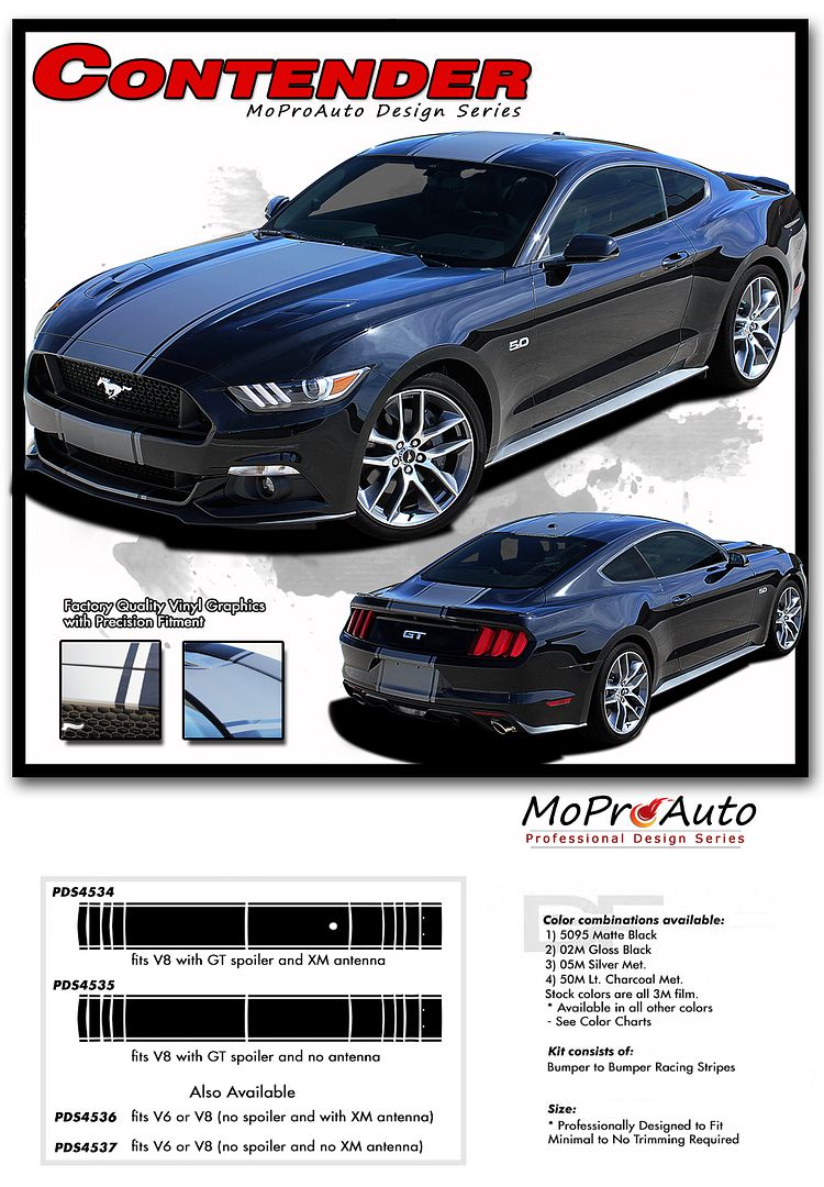 2015 2017 Ford Mustang Gt Contender Center Racing Stripes