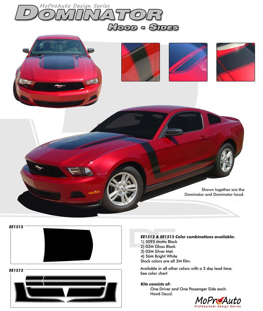 Boss Ford Mustang Hood Side Stripes Graphic Decals 2012