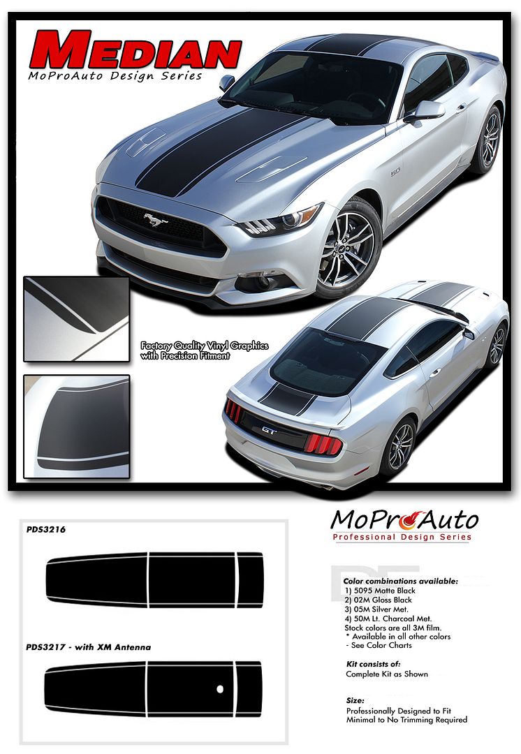 Details About Median 2015 2017 Ford Mustang Center Stripes Gt Graphics Decals 3m Pro Vinyl Kit