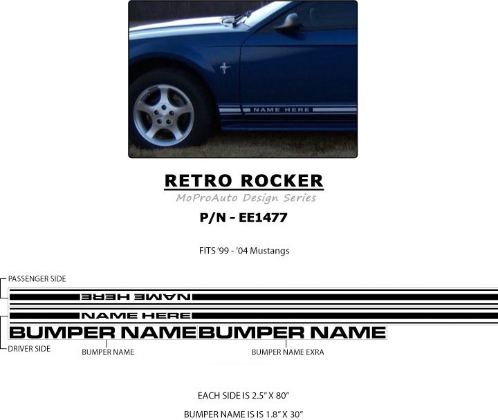 Lower Rocker Panel Stripes Factory Style Decal Graphics 2005-2014 Mustang Text