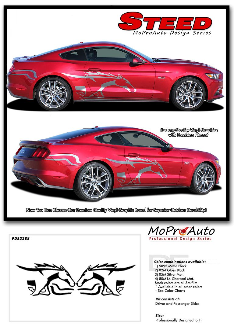 2015 2017 Ford Mustang Gt V6 Steed Side Decals Stripes 3m