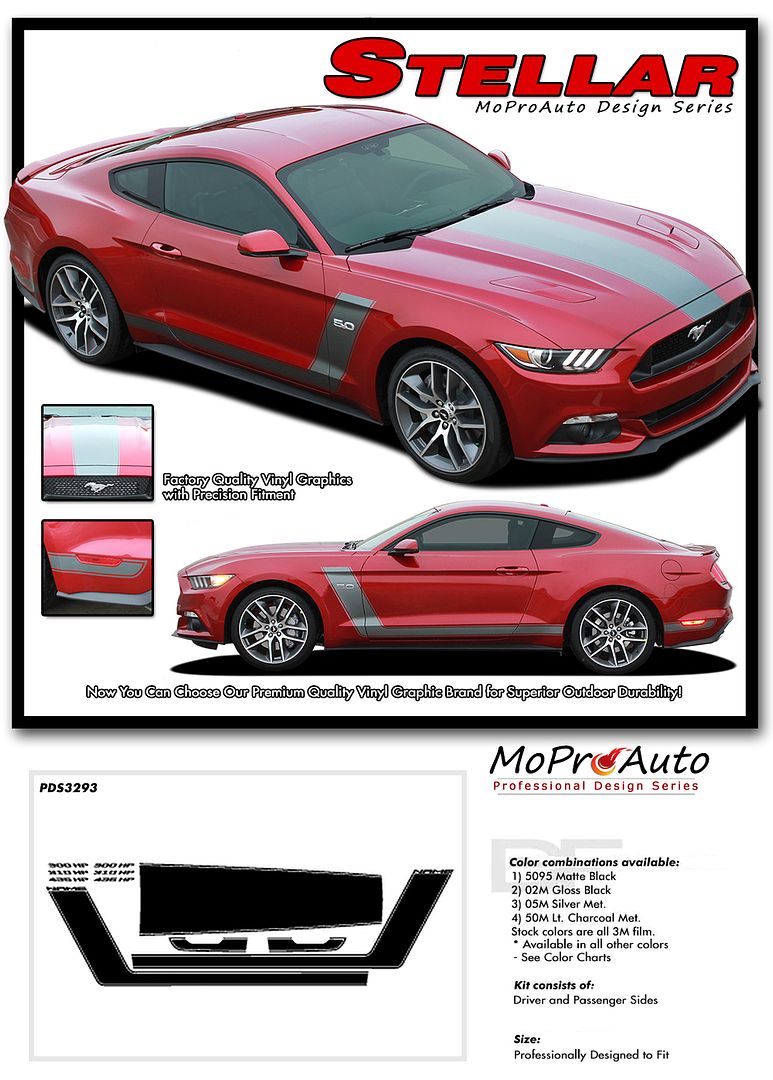 2015 2016 2017 STELLAR Ford Mustang - MoProAuto Pro Design Series Vinyl Graphics and Decals Kit