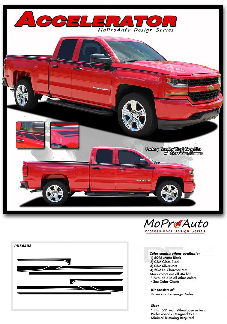 2016 2017 2018 CHEVY SILVERADO or GMC SIERRA 2014 2015 Vinyl Graphics Stripes and Decals Set